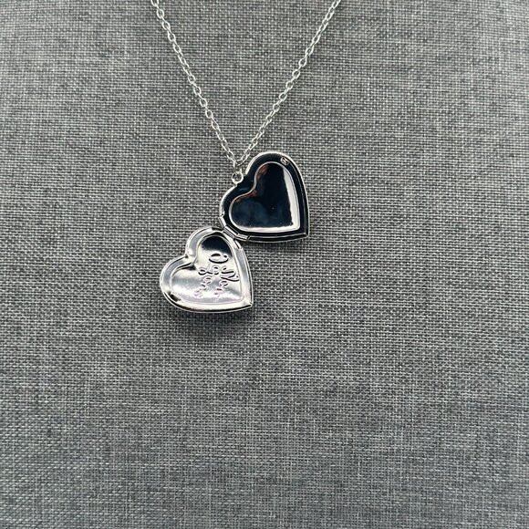 NWT Silver Heart Locket Necklace – “I Love You” Engraved Pendant - Picture 2 of 5